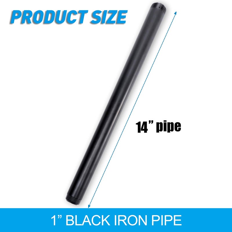 Home TZH 1"x14" أنبوب حديد مطلي بالأسود، حزمة TZH 10 من أنابيب معدنية سوداء ملولبة لمشاريع DIY/أثاث/زينة رفوف - Image 2